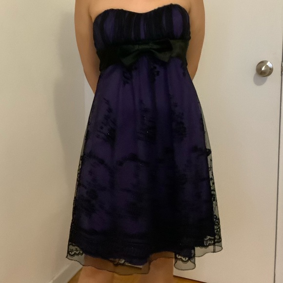 Purple Strapless Cocktail Dress - Picture 1 of 6